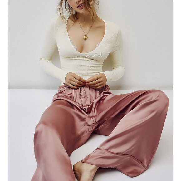 FREE PEOPLE Dreamy Days Solid PJ Set / Smoke Rose - Picture 8 of 10
